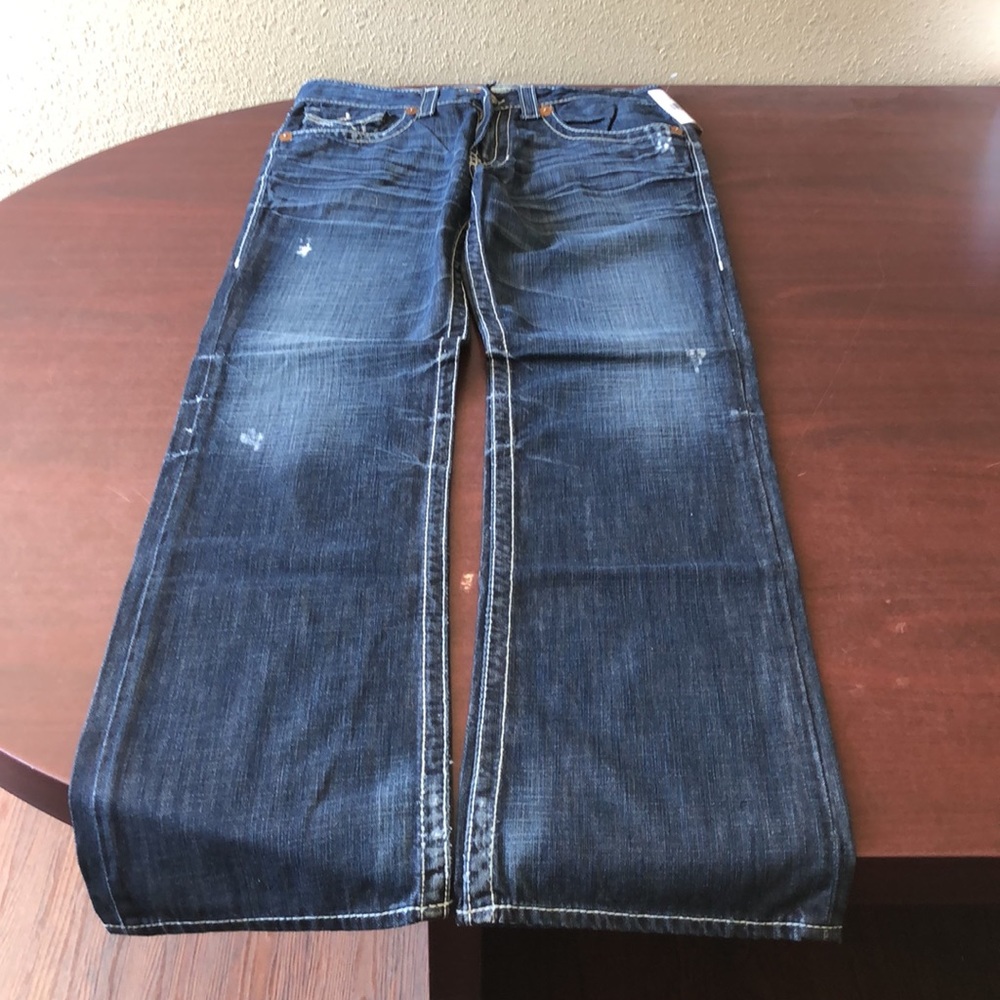 NWT Union Vintage Look/Distressed Denim Jeans, Thick Stitch Embroidered